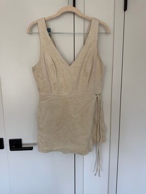 Lulu's Beige Corduroy V-Neck Wrap Mini Dress
